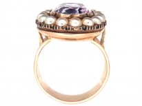 Pale Pink Topaz & Natural Split Pearl Cluster Ring