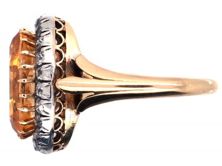 Edwardian 18ct Gold, Diamond & Topaz Cluster Ring