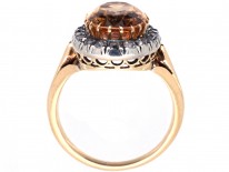 Edwardian 18ct Gold, Diamond & Topaz Cluster Ring