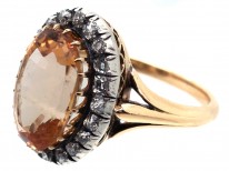 Edwardian 18ct Gold, Diamond & Topaz Cluster Ring