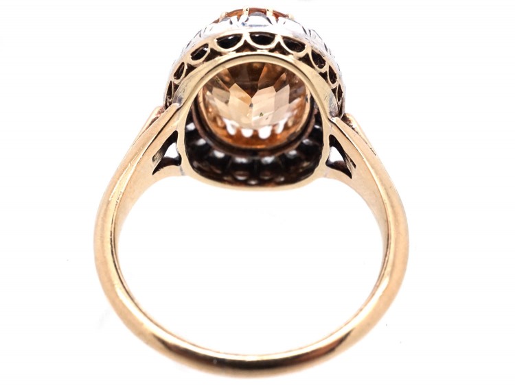 Edwardian 18ct Gold, Diamond & Topaz Cluster Ring