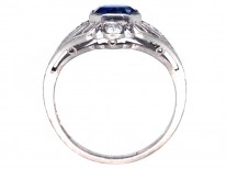 Art Deco 18ct White Gold & Platinum Ceylon Sapphire & Diamond Ring