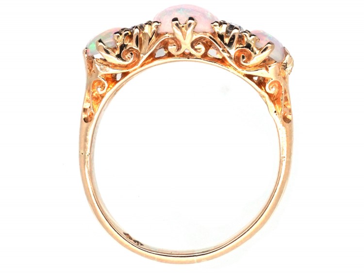 Victorian 18ct Gold, Opal & Diamond Ring