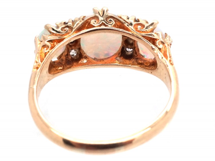 Victorian 18ct Gold, Opal & Diamond Ring