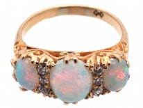 Victorian 18ct Gold, Opal & Diamond Ring