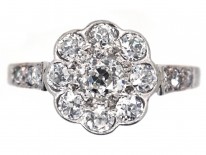 Edwardian Diamond Cluster Ring With Diamond Shoulders