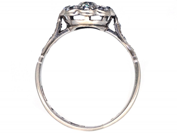 Edwardian Diamond Cluster Ring With Diamond Shoulders