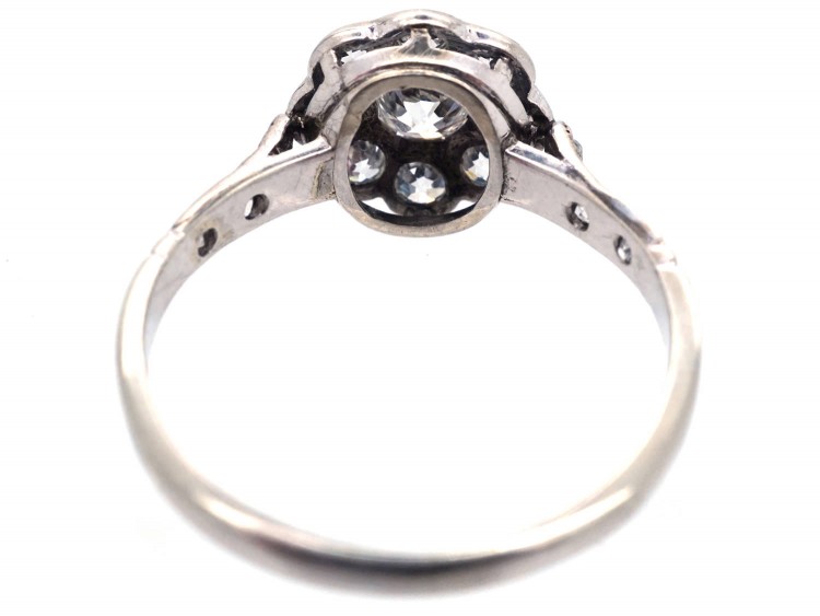 Edwardian Diamond Cluster Ring With Diamond Shoulders
