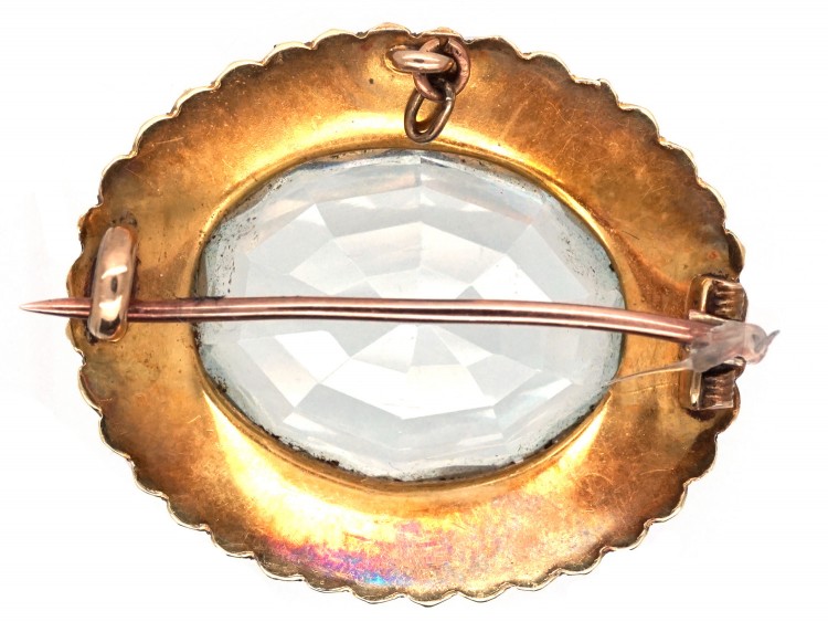 Edwardian Natural Split Pearl ​& Aquamarine Oval Brooch