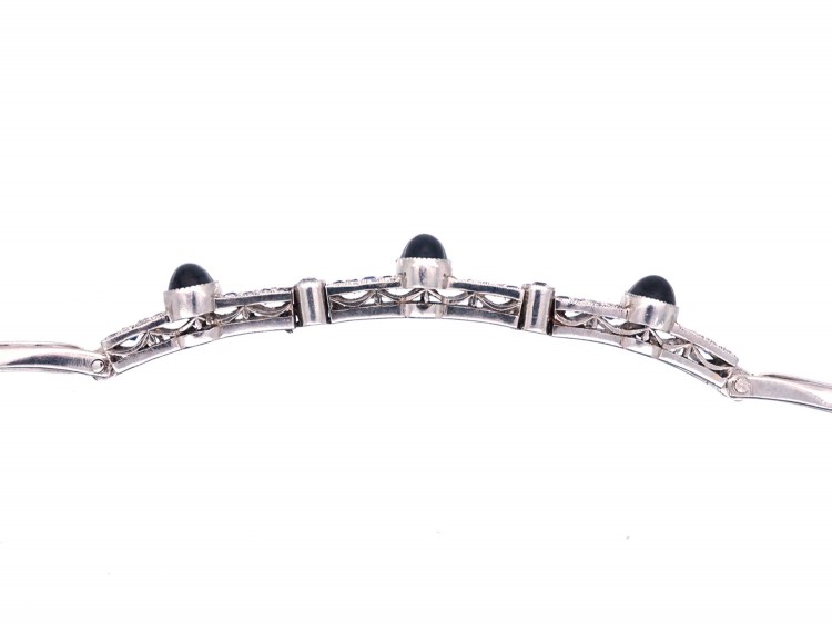 Art Deco 18ct White Gold & Platinum, Sapphire & Diamond Bracelet