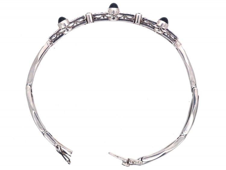 Art Deco 18ct White Gold & Platinum, Sapphire & Diamond Bracelet