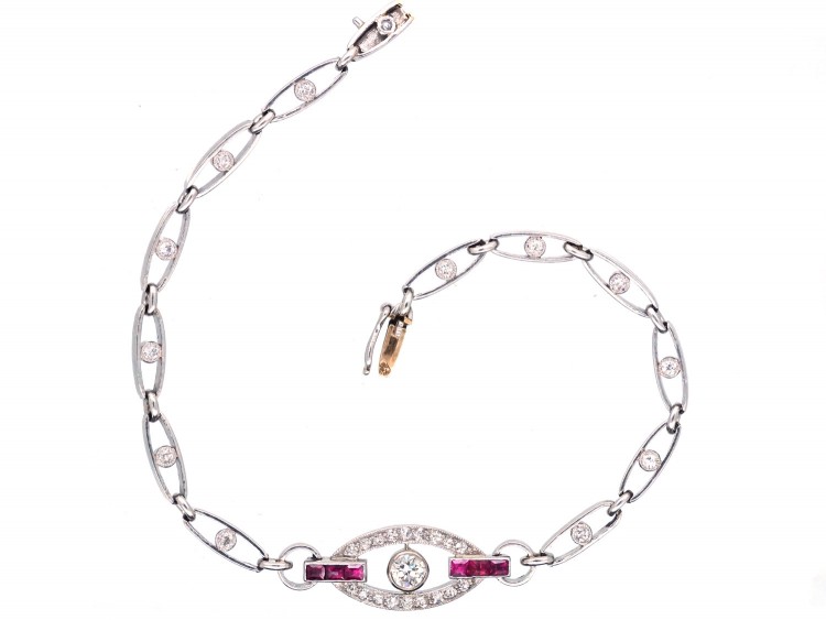 Art Deco Ruby, Diamond & Platinum Bracelet