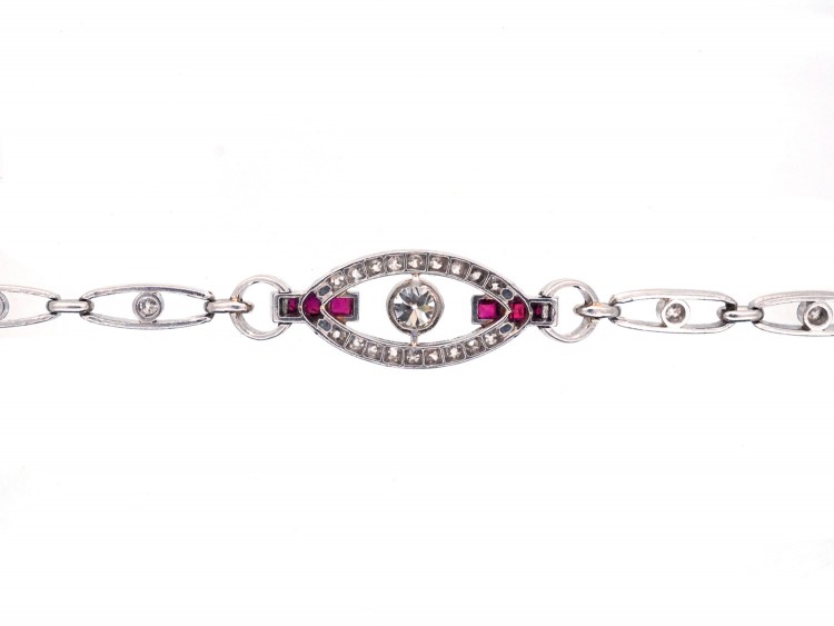 Art Deco Ruby, Diamond & Platinum Bracelet