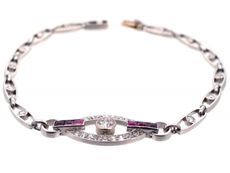 Art Deco Ruby, Diamond & Platinum Bracelet