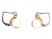 18ct White Gold Pearl & Diamond Earrings