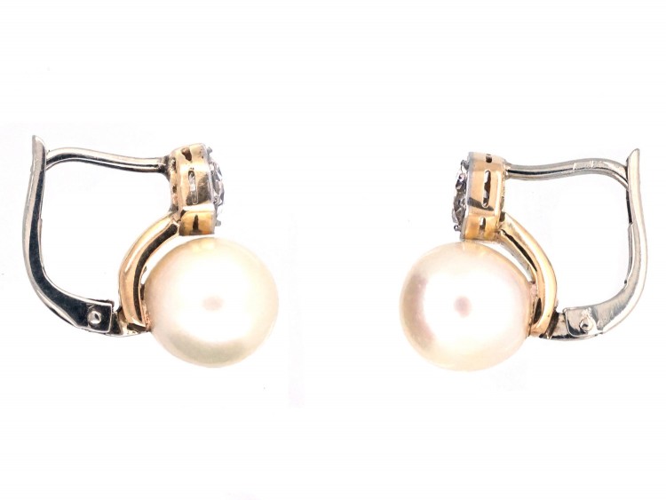 18ct White Gold Pearl & Diamond Earrings