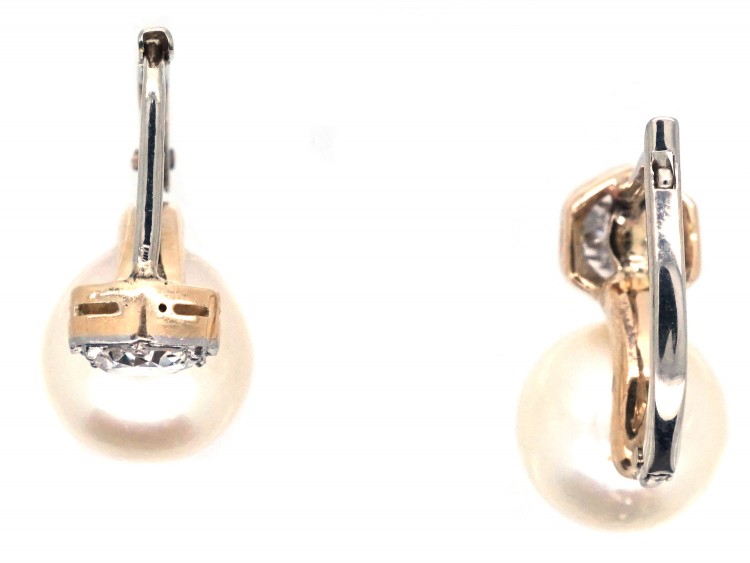 18ct White Gold Pearl & Diamond Earrings