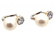 18ct White Gold Pearl & Diamond Earrings
