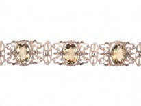 Art Deco Silver, Marcasite & Citrine Bracelet