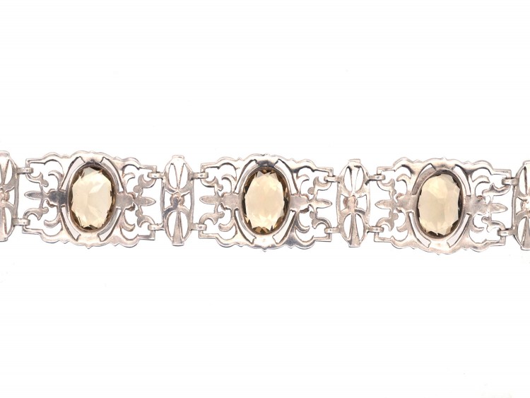 Art Deco Silver, Marcasite & Citrine Bracelet