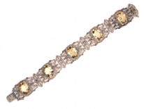 Art Deco Silver, Marcasite & Citrine Bracelet