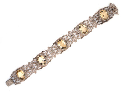 Art Deco Silver, Marcasite & Citrine Bracelet