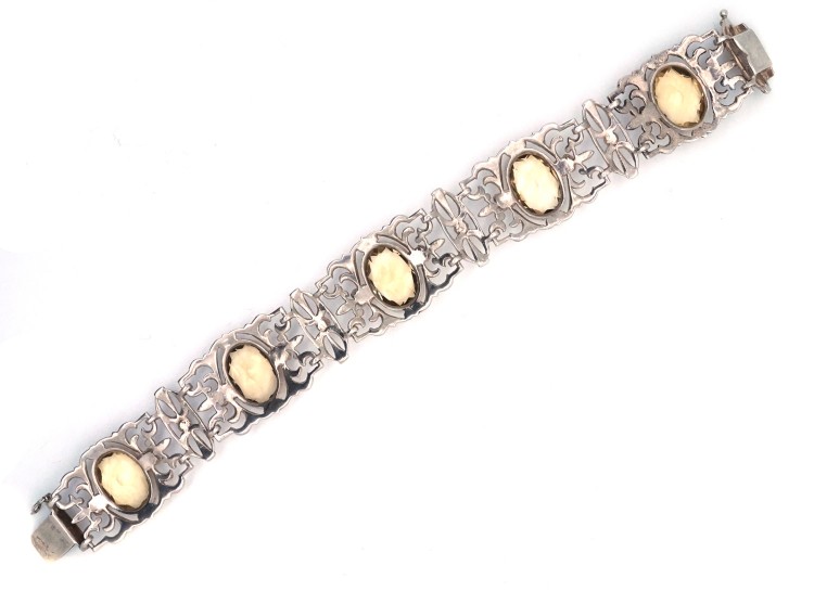 Art Deco Silver, Marcasite & Citrine Bracelet