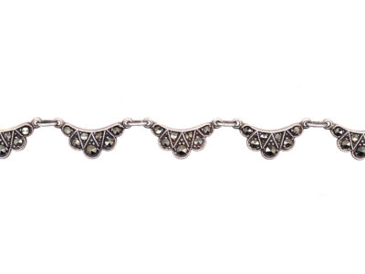 Art Deco Silver & Marcasite Scallop Necklace