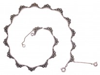 Art Deco Silver & Marcasite Scallop Necklace