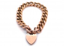 Edwardian 9ct Gold Decorated & Plain Link Curb Bracelet