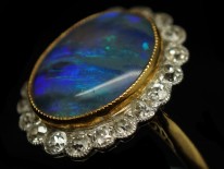 Edwardian 18ct & Platinum Black Opal & Diamond Ring