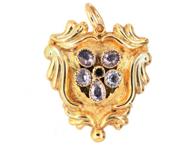 Georgian 15ct Gold & Pansy Motif Pendant with Locket Back