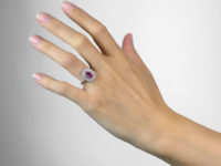 Platinum, Pink Sapphire & Diamond Oval Cluster Ring