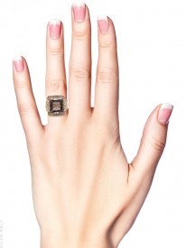 Theodor Farhner Silver Gilt ​& Smoky Quartz Ring