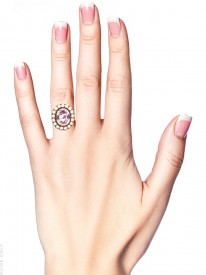 Pale Pink Topaz & Natural Split Pearl Cluster Ring