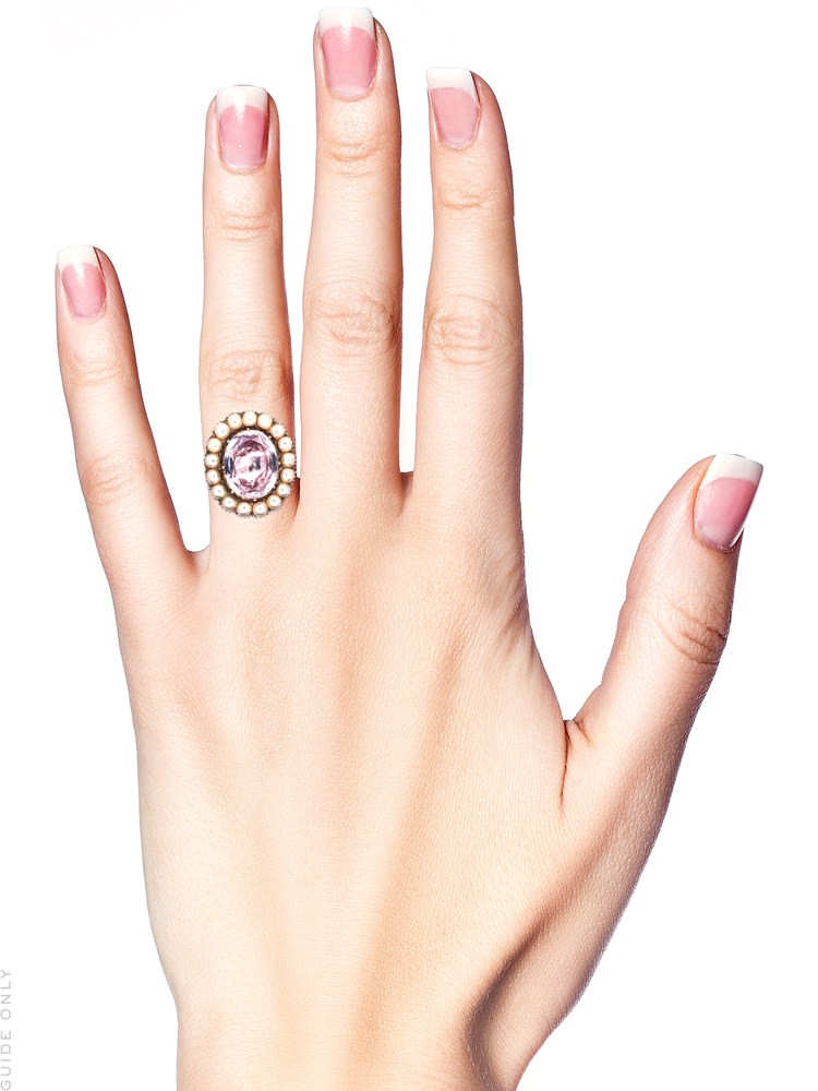 Pale Pink Topaz & Natural Split Pearl Cluster Ring