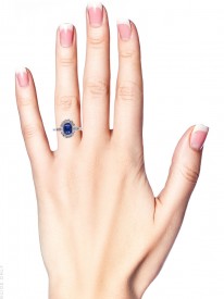 Edwardian Sapphire & Diamond Oval Cluster Ring