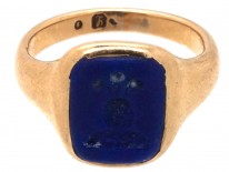 18ct Gold & Lapis Intaglio Signet Ring