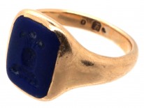 18ct Gold & Lapis Intaglio Signet Ring