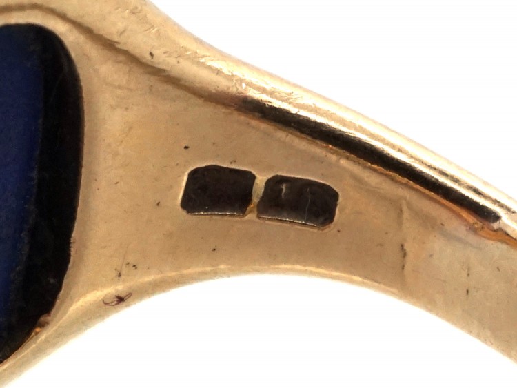 18ct Gold & Lapis Intaglio Signet Ring