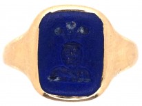 18ct Gold & Lapis Intaglio Signet Ring