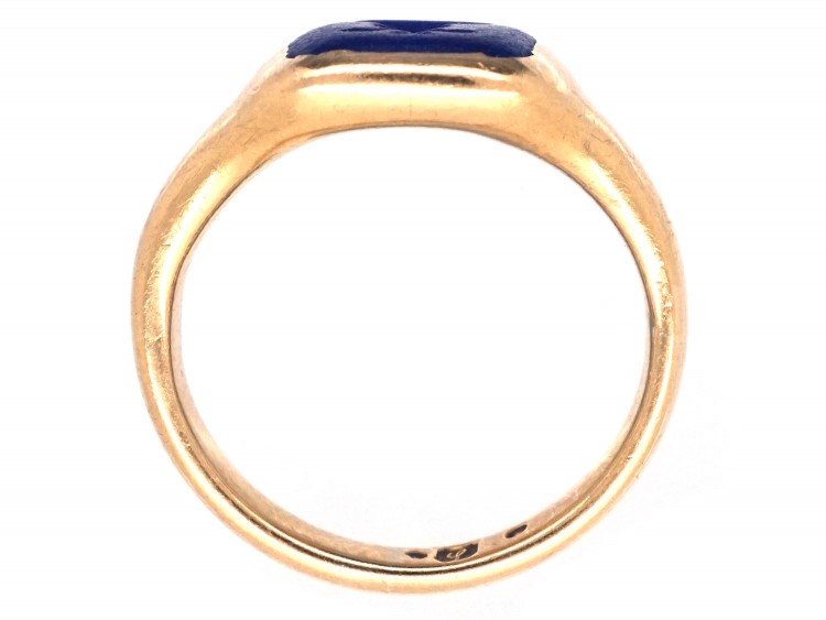 18ct Gold & Lapis Intaglio Signet Ring