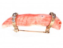 Australian Witchetee Coral & Diamond Bug Brooch