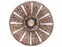 Theodor Farhner Art Deco Silver & Smoky Quartz Round Brooch
