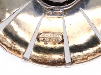 Theodor Farhner Art Deco Silver & Smoky Quartz Round Brooch