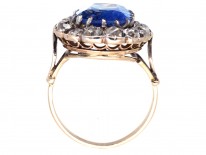 Large Ceylon Sapphire & Diamond Cluster Ring