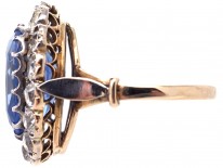 Large Ceylon Sapphire & Diamond Cluster Ring