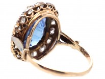 Large Ceylon Sapphire & Diamond Cluster Ring