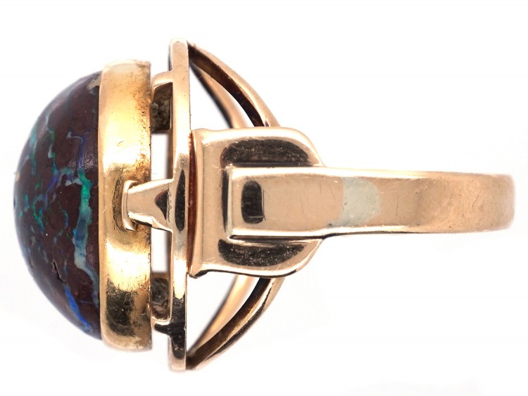 15ct Gold & Cabochon Wood Opal 1930s Ring