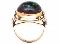 15ct Gold & Cabochon Wood Opal 1930s Ring
